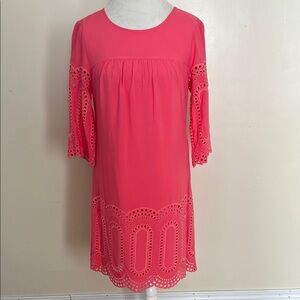 Crown & Ivy Raspberry Pink Dress with Eyelet Detail and Open Back - Size 2